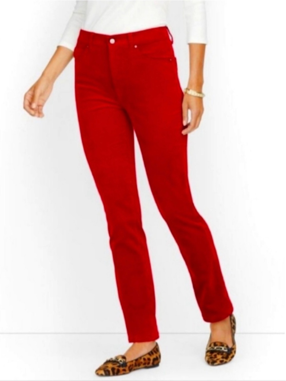 Talbots Signature Red Velvet Straight Leg Pants size 12 five pocket